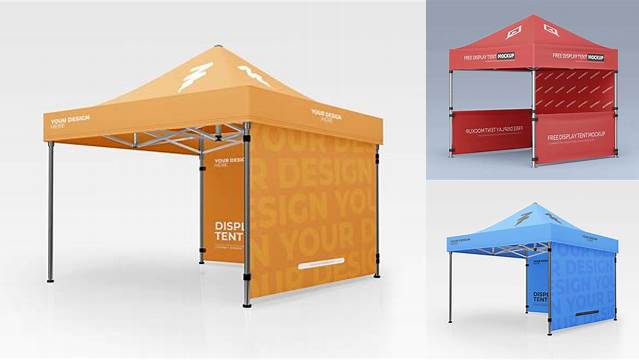 6031+ Display Tent with One Wall PSD Mockup Elegant Free Graphic Resource