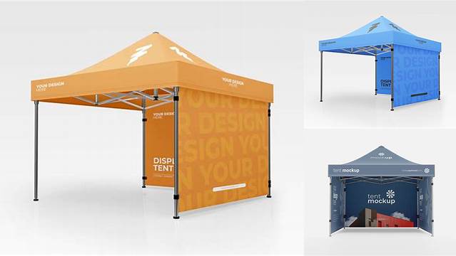 6034+ Display Tent PSD Mockup Front View Unique High-Resolution Photoshop Mockup