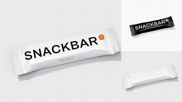 6037+ Matte Snack Bar PSD Mockup Half Side View High-Angle Shot Easy-to-Use PSD Template