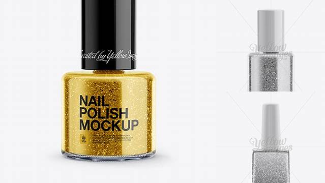 6037+ Sparkle Nail Polish Square Bottle PSD Mockup Creative Layered Design File