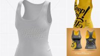 604+ Womens Tank Top Premium PSD Mockup Half-Turned View Editable Mockup PSD