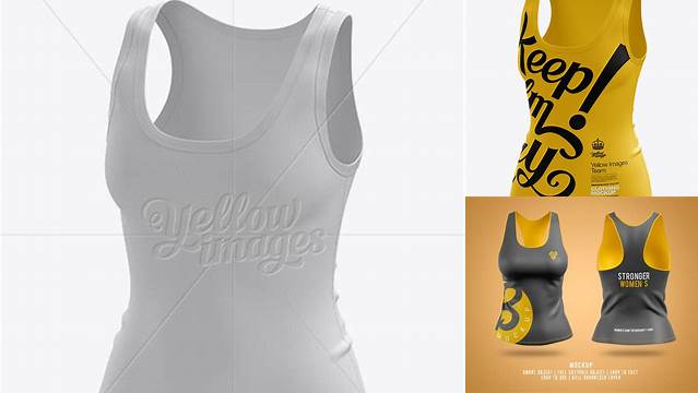 604+ Womens Tank Top Premium PSD Mockup Half-Turned View Editable Mockup PSD