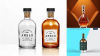 6045+ Clear Glass Bottle With Cognac Bottle PSD Mockup Free Mockup PSD Template