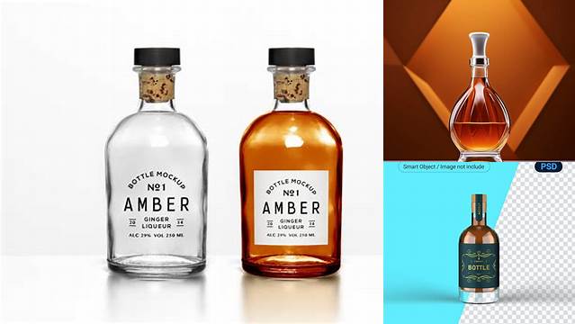 6045+ Clear Glass Bottle With Cognac Bottle PSD Mockup Free Mockup PSD Template