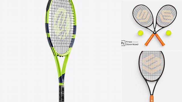 6047+ Tennis Racket PSD Mockup Half Side View Free Photoshop Mockup Design