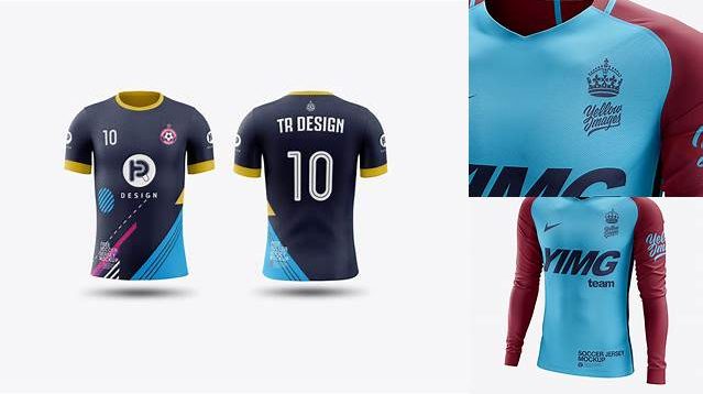 6051+ Men’s Soccer Team Jersey LS PSD Mockup Half Side View Custom Mockup PSD for Free