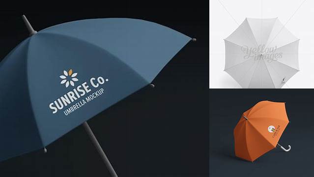 6051+ Open Double Umbrella PSD Mockup Top View Premium Mockup Freebie