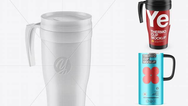 6055+ Matte Thermo Cup PSD Mockup High-Angle Shot Unique Free Photoshop Files