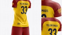 6055+ Women’s Soccer Kit PSD Mockup Back Half Side View Easy-to-Use PSD Template