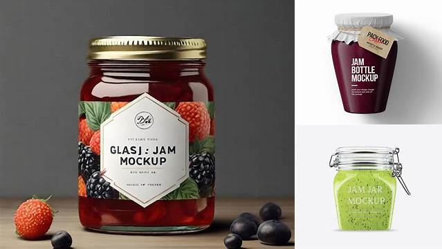 6056+ Glass Kiwi Jam Jar PSD Mockup Photoshop PSD Free for Designers