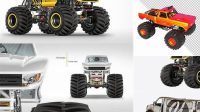 6056+ Monster Truck PSD Mockup Front View Unique Free Photoshop Files