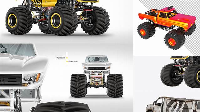 6056+ Monster Truck PSD Mockup Front View Unique Free Photoshop Files