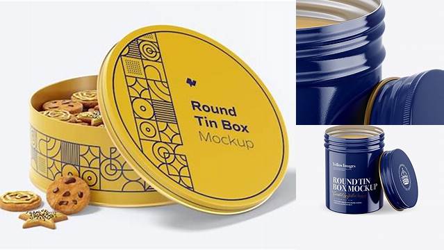 6057+ Opened Glossy Round Tin Box PSD Mockup Easy Editable