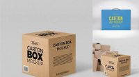 6058+ Carton Box PSD Mockup Front View High Angle Shot Photoshop Resource Free