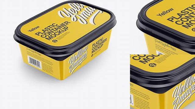 6058+ Matte Plastic Container PSD Mockup Half Side View High-Angle Shot Professional Graphic PSD Download