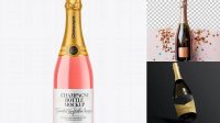 606+ Clear Glass Pink Champagne Bottle PSD Mockup Exclusive Editable PSD File