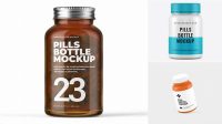 6061+ Empty Blue Glass Pills Bottle PSD Mockup Free Graphic Design Mockup File