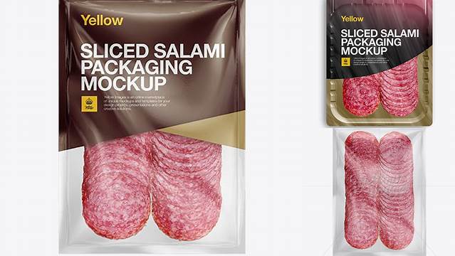 6062+ Plastic Vacuum Bag with Sliced Winter Salami PSD Mockup Photoshop Freebie