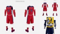 6064+ Men’s Full Basketball Kit with V-Neck Jersey PSD Mockup Hero shot Elegant High-Resolution Design File