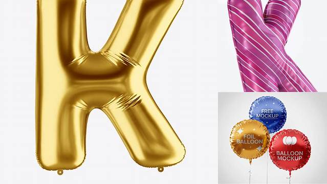 6068+ Letter K Foil Balloon PSD Mockup Exclusive Free Creative Mockup File