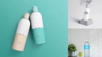 607+ Blue PET Cosmetic Bottle PSD Mockup Exclusive Layered PSD Mockup