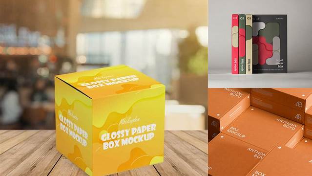 6076+ Glossy Box PSD Mockup Front View Smart Design Template Free