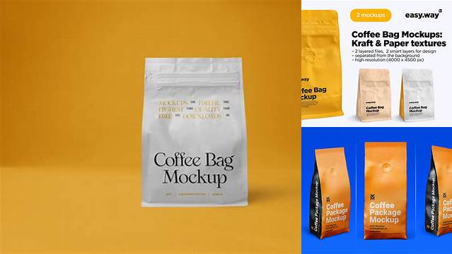 6078+ Coffee Bag PSD Mockup / Half Side View Elegant PSD Mockup