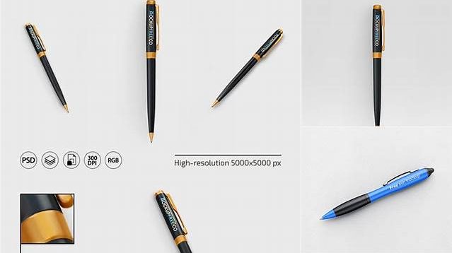 6081+ Glossy Click Pen PSD Mockup Top View Custom Graphic Resource Free Download