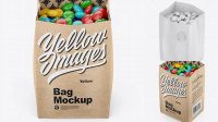 6082+ Matte Bag With Candies PSD Mockup Front View High-Angle Shot Exclusive and Stylish Design PSD