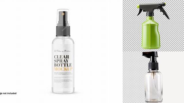 6088+ Glass Sprayer Bottle with Transparent Cap PSD Mockup Editable Mockup PSD