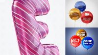 6088+ Letter E Foil Balloon PSD Mockup Editable Photoshop Free Mockup