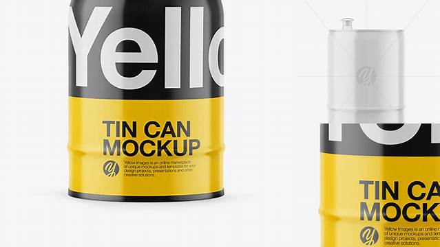 6089+ 20L Tin Can PSD Mockup Front View Eye-Level Shot Easy-to-Edit Photoshop Freebie