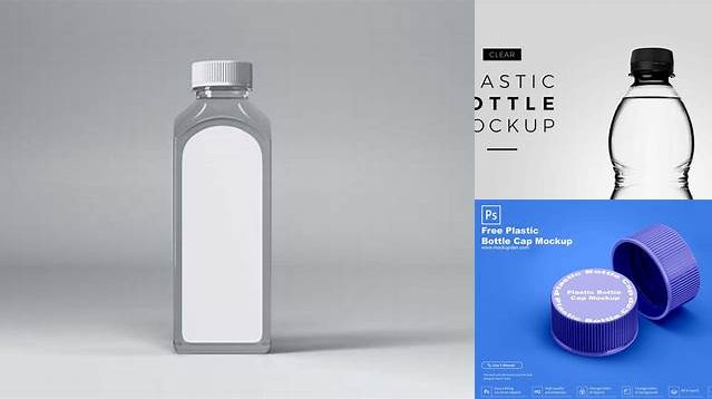 609+ Clear Plastic Bottle with Glossy Cap PSD Mockup Front View High-Quality Design Free PSD