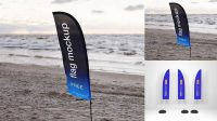 6092+ Beach Flag Mockup Best for Showcase