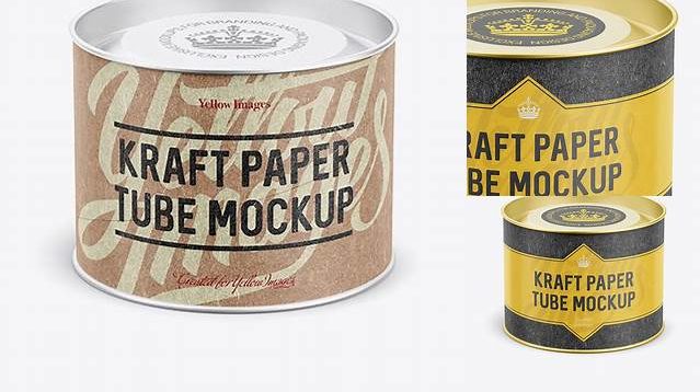 6092+ Small Kraft Paper Tube with a Convex Lid and a Paper Label High-Angle View Smart Layer Mockup Free