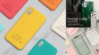 6094+ Phone Case PSD Mockup Half Side View High-Angle Shot High-End Creative PSD Template