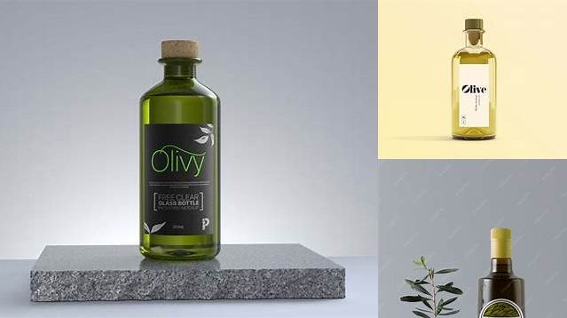 6095+ 1L Clear Glass Olive Oil Bottle PSD Mockup Creative Layered Mockup Freebie