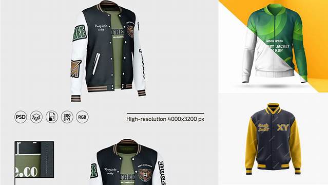 6096+ Mockup Varsity Jacket Download Free PSD