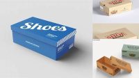 6096+ Paper Shoes Box PSD Mockup Half Side View Advanced Photoshop Template