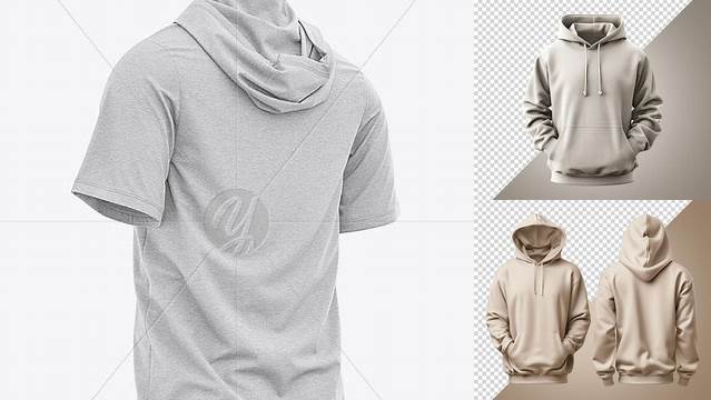 6097+ Men’s Heather Hooded T-shirt PSD Mockup Front View Editable Design PSD File