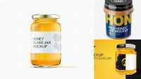 6099+ Glass Raw Honey Jar PSD Mockup High-Angle Shot Exclusive Layered PSD Mockup