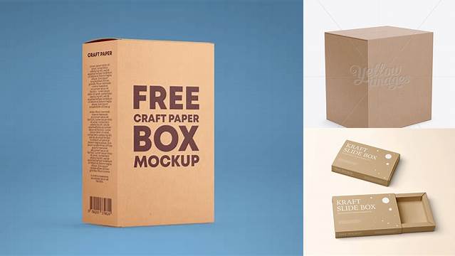 6101+ Kraft Paper Box With Handles PSD Mockup Half Side View Easy-to-Use PSD Template