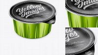 6103+ Metallic Cup with Foil Lid PSD Mockup High-Angle Shot For Free Download