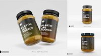 6105+ Clear Glass Sauce Jar PSD Mockup High-Angle Shot Custom PSD Mockup Template