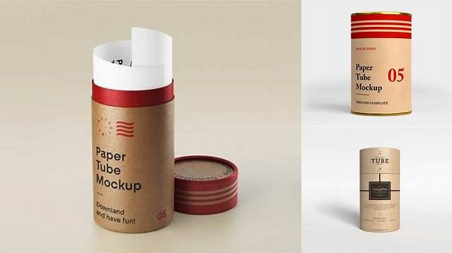 6106+ Big Paper Tube PSD Mockup – Front View Exclusive Digital PSD Resource