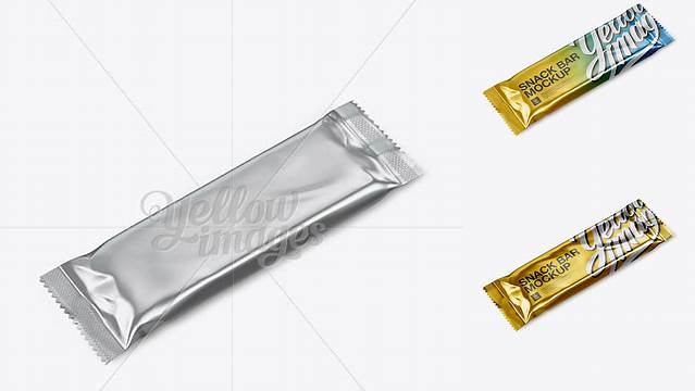 6108+ Metallic Snack Bar PSD Mockup Halfside View High-Angle Shot Advanced Photoshop Template