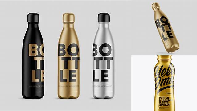 6109+ Bottle In Matte Metallic Shrink Sleeve PSD Mockup Download Customizable PSD