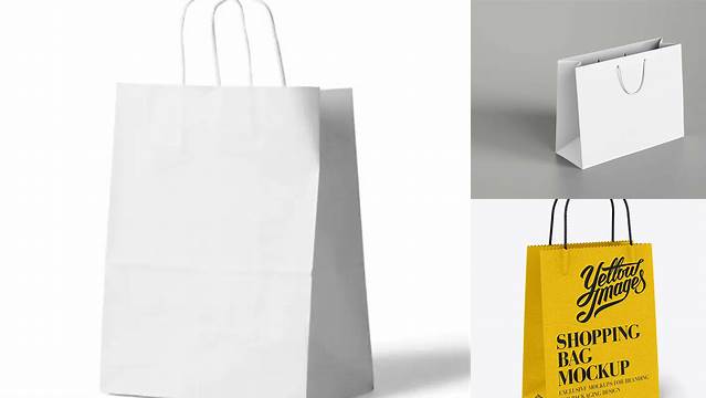 6109+ White Paper Shopping Bag / Half Side View PSD Mockup Custom Graphic Mockup File