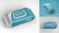 6111+ Matte Wet Wipes Pack with Plastic Cap PSD Mockup Half SIde View High Angle Shot Elegant PSD Mockup