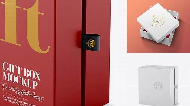 6112+ Matte Gift Box PSD Mockup Half Side View Free PSD for Designers